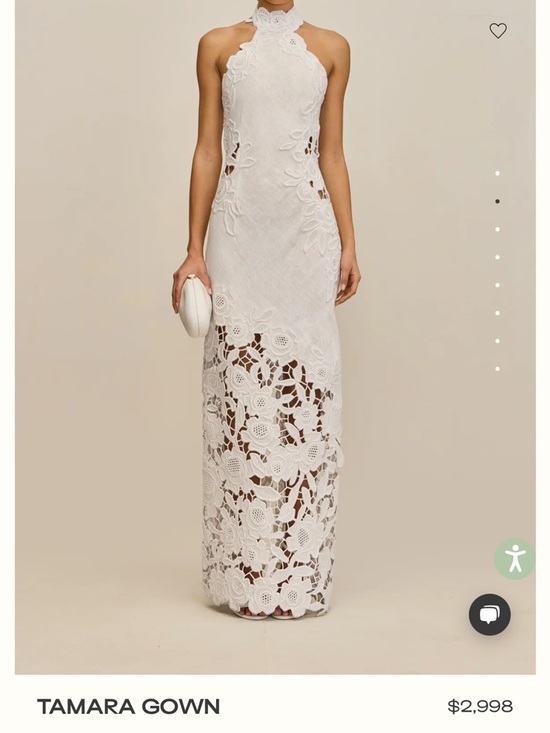 cult gaia Dresses & Skirts - cult gaia White Tamara Lace Halter Maxi Gown